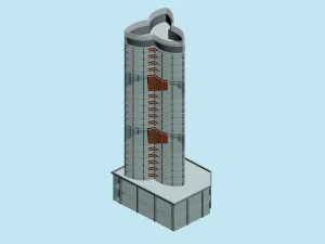 city hotel simple office building - 27 3D Model