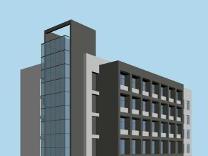 city hotel simple office building - 33 3D Model