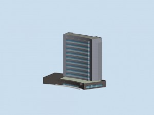 city hotel simple office building - 34 3D Модель