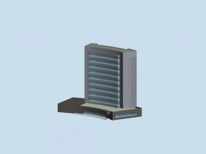 city hotel simple office building - 34 3D Model