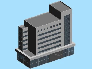 city hotel simple office building - 78 3D Model