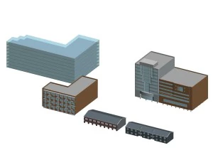 city hotel simple office building - 38 3D Model