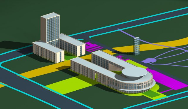 city hotel simple office building - 40 Modèle 3D .c4d .max .obj .3ds .fbx .stl .blend 