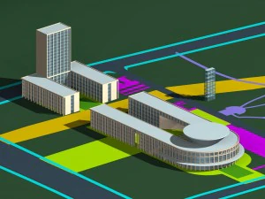 hotel miejski prosty biurowiec - 40 Model 3D