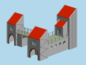 city hotel simple office building - 41 3D Model