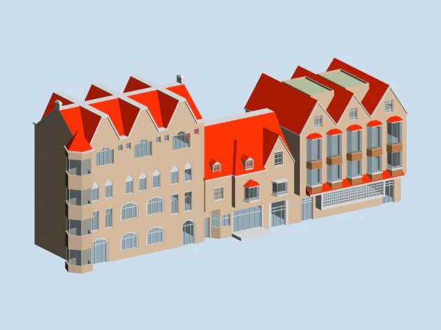 city hotel simple office building - 43 3D Model .c4d .max .obj .3ds .fbx .stl .blend 