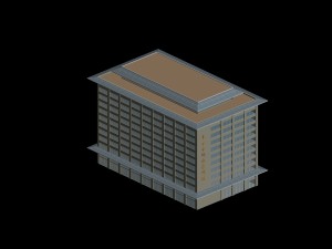 city hotel simple office building - 44 3D Model