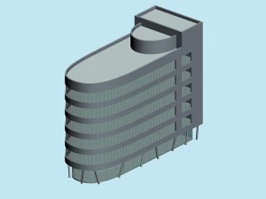 city hotel simple office building - 45 3D Model