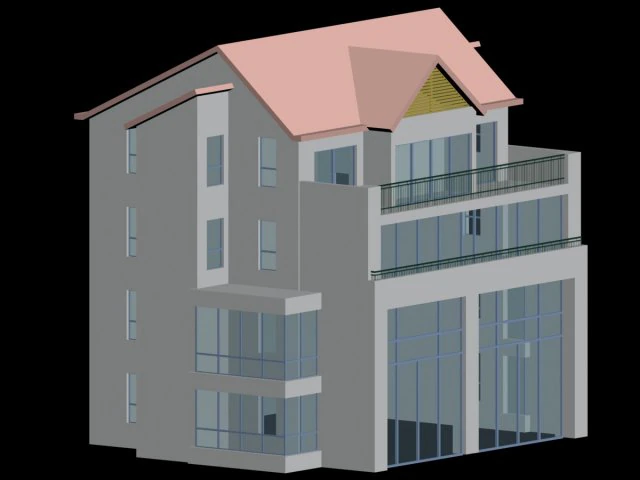 city hotel simple office building - 46 3D Model .c4d .max .obj .3ds .fbx .stl .blend 