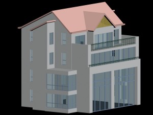 city hotel simple office building - 46 3D 모델