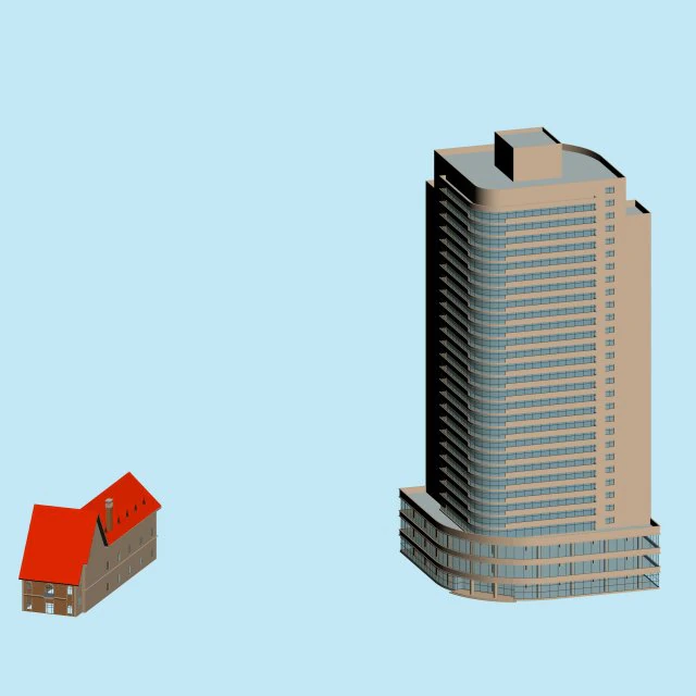 city hotel simple office building - 47 3D Model .c4d .max .obj .3ds .fbx .stl .blend 