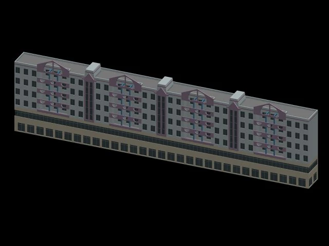 city hotel simple office building - 60 3D Model .c4d .max .obj .3ds .fbx .stl .blend 