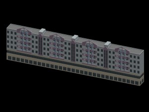 city hotel simple office building - 60 3D-Modell