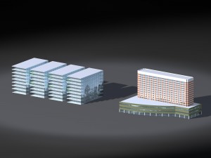 city hotel simple office building - 65 3D Model