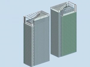 city hotel simple office building - 67 3D Model