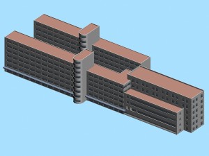 city hotel simple office building - 73 3D Model