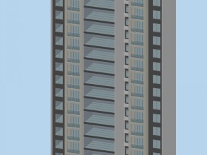 city hotel simple office building - 88 Modello 3D