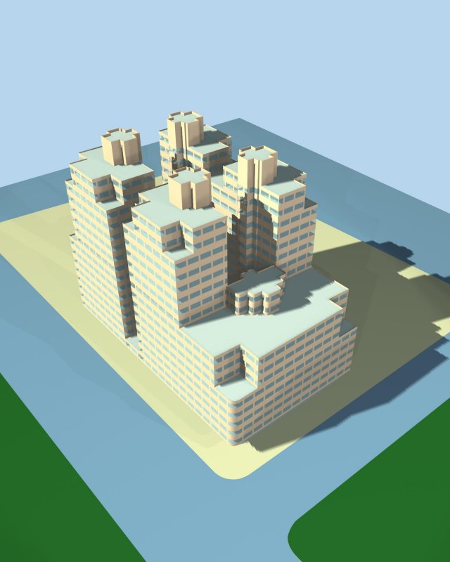 city hotel simple office building - 90 3D 모델 .c4d .max .obj .3ds .fbx .stl .blend 