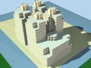 hotel urbano edificio de oficinas sencillo - 90 Modelo 3D