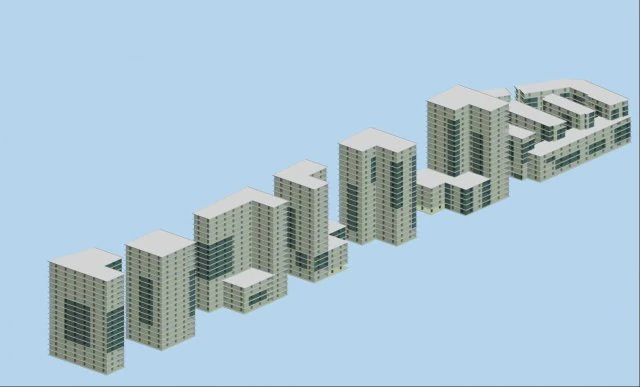 city hotel simple office building - 92 3D Model .c4d .max .obj .3ds .fbx .stl .blend 