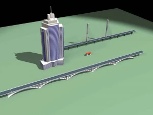 city hotel simple office building - 95 3D Model
