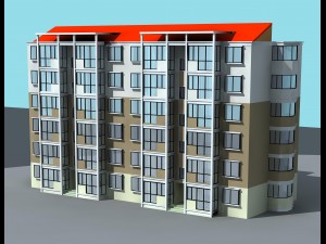 city hotel simple office building - 103 3D Model