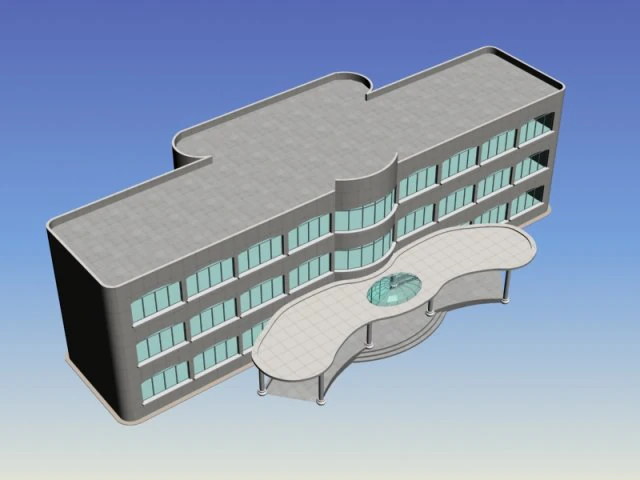 city hotel simple office building - 111 3D Model .c4d .max .obj .3ds .fbx .stl .blend 