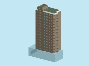 city hotel simple office building - 112 3D Model