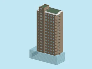 city hotel simple office building - 112 3D Model
