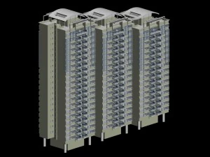городской отель, простое офисное здание - 114 3D Модель