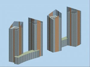 şehir oteli basit ofis binası - 115 3D Model
