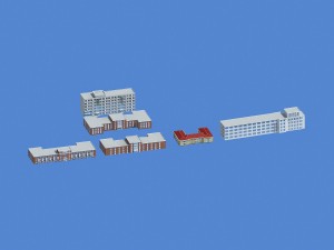 city hotel simple office building - 118 3D Model
