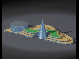 city hotel simple office building - 120 3D Model