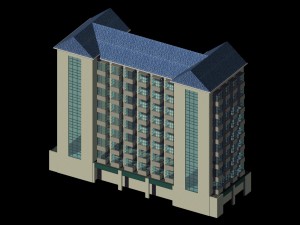 city hotel simple office building - 122 3D Model