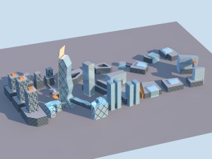 city hotel simple office building - 134 3D Model