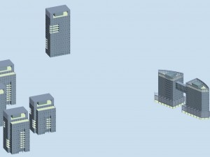city hotel simple office building - 137 3D Model