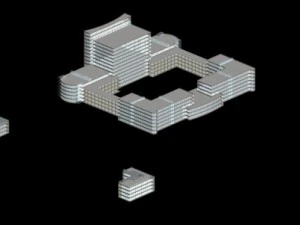 city hotel simple office building - 138 3D Model