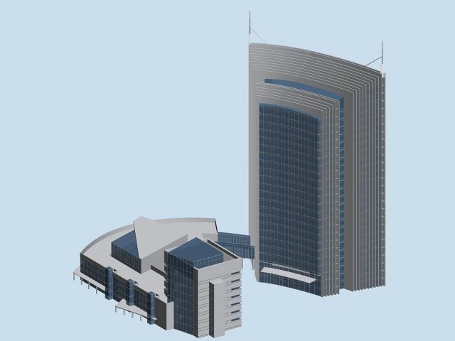 city hotel simple office building - 144 3D Model .c4d .max .obj .3ds .fbx .stl .blend 
