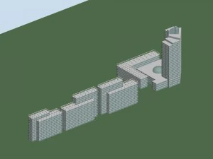 city hotel simple office building - 146 3D Model