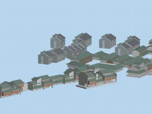 city hotel simple office building - 147 3D Model