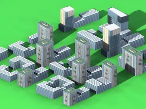 edifício de escritórios simples do hotel da cidade - 148 Modelo 3D