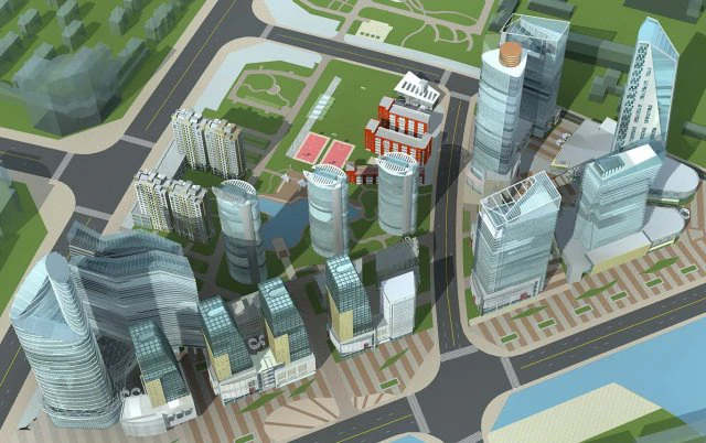 city hotel simple office building - 150 3D Model .c4d .max .obj .3ds .fbx .stl .blend 