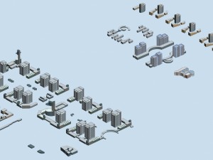 city hotel simple office building - 153 3D 모델