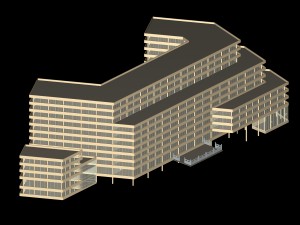 city hotel simple office building - 155 3D Model