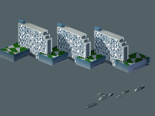 city hotel simple office building - 160 Modello 3D .c4d .max .obj .3ds .fbx .stl .blend 