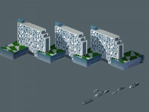 city hotel simple office building - 160 3D 모델