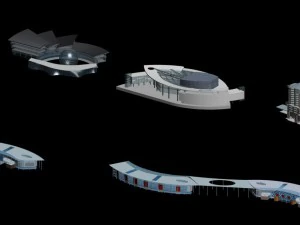 city hotel simple office building - 162 3D Model