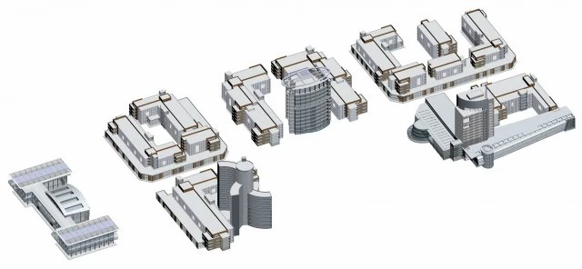 city hotel simple office building - 164 3D Model .c4d .max .obj .3ds .fbx .stl .blend 