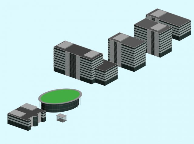 city hotel simple office building - 165 Modèle 3D .c4d .max .obj .3ds .fbx .stl .blend 