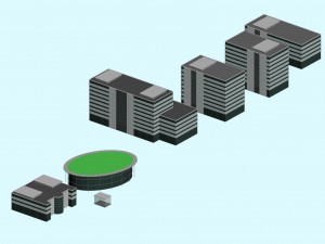 city hotel simple office building - 165 3D Model